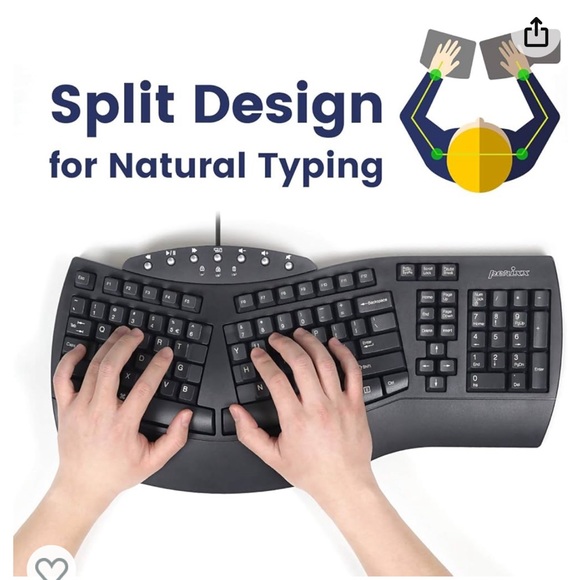 Perixx Periboard-512 ergonomic split black USB keyboard - Picture 2 of 8